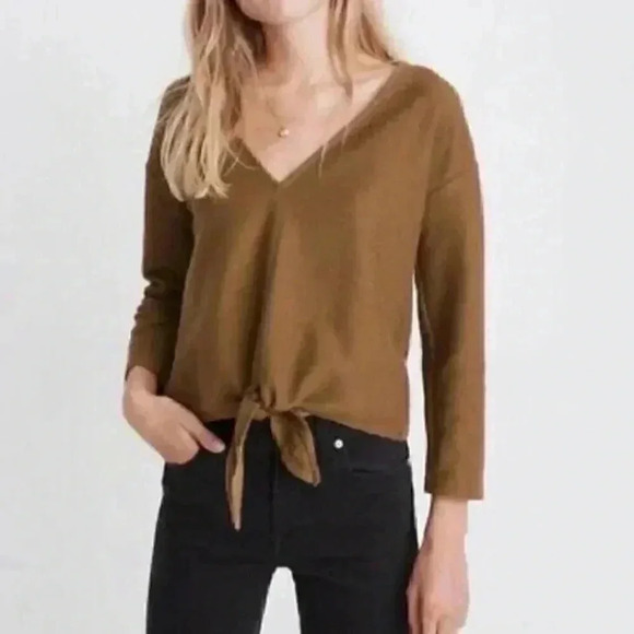 New with tags madewell texture and thread knit tie front sweater in size small - Picture 1 of 8